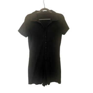 Button up black romper shorts size small
